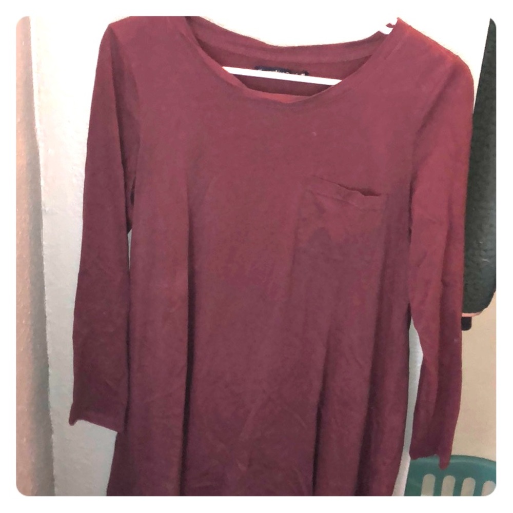 Maroon long sleeve tshirt dress